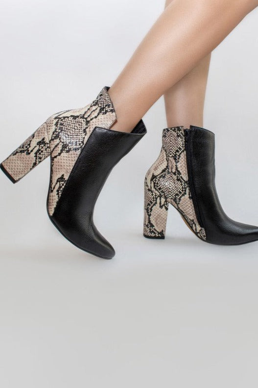 Passion Python Print Block Heel Leather Boots
