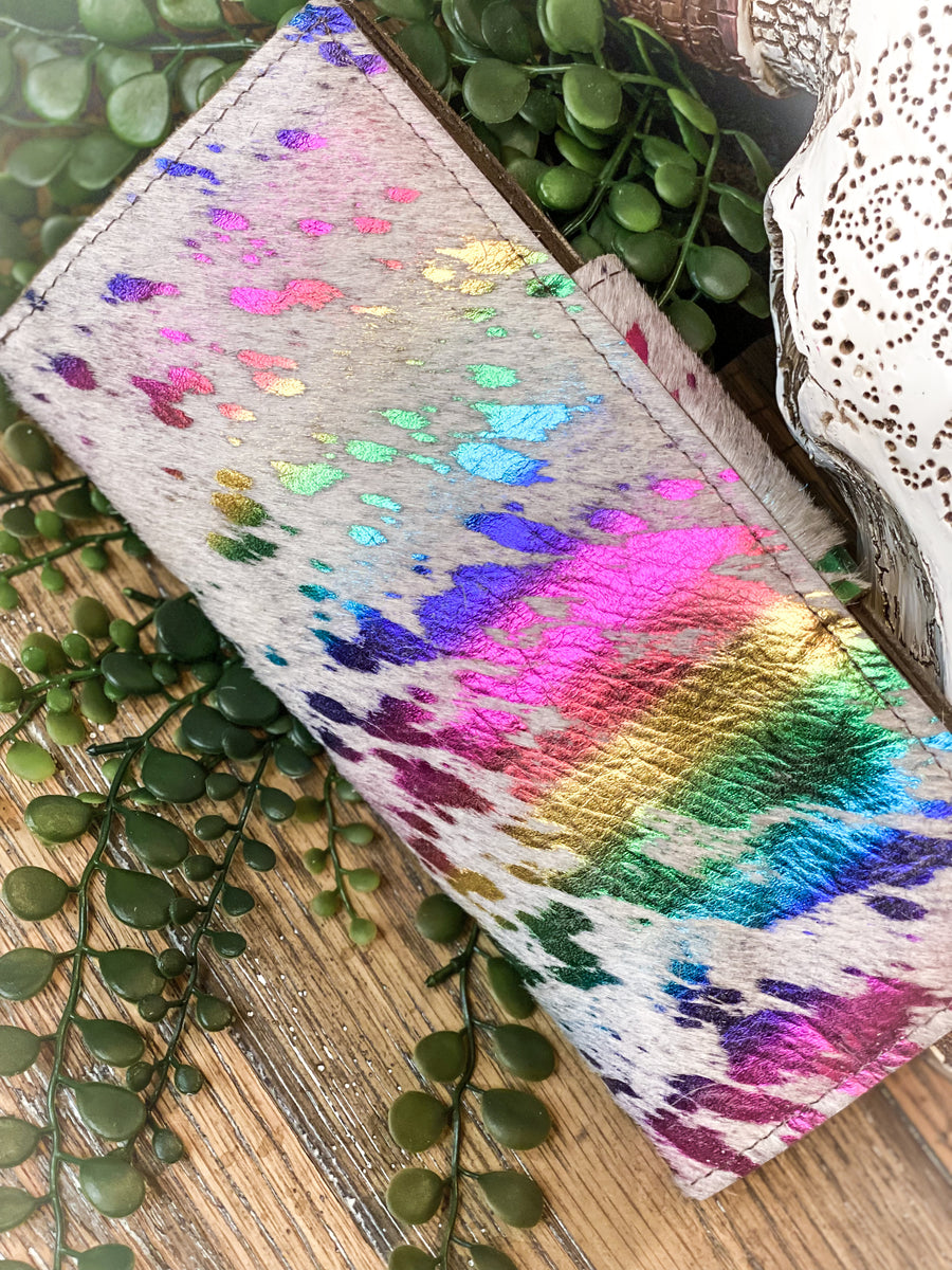 Rainbow Cowhide Wallet Clutch – Southern Fried Glam