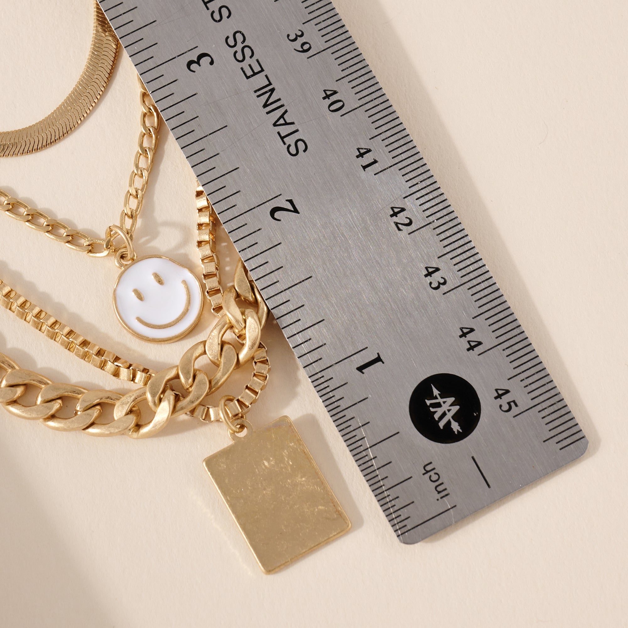 Layered Smiley Face Chain Necklace