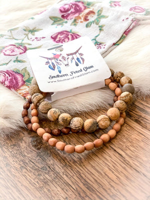 Wooden Bead Stretch Bracelet Set