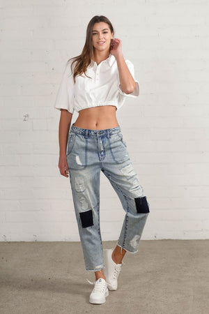 Slouch Vintage Patched Work Jeans