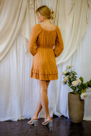 Lace Trim Detail Mini Ruffle Dress