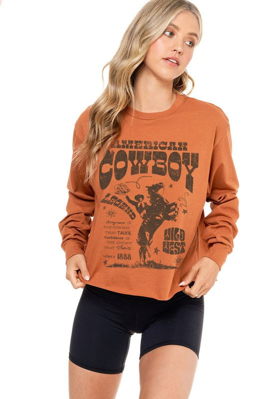 American Cowboy Cropped Graphic Pullover