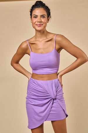 Crop Tank And Knotted Mini Skirt Set