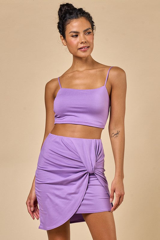 Crop Tank And Knotted Mini Skirt Set
