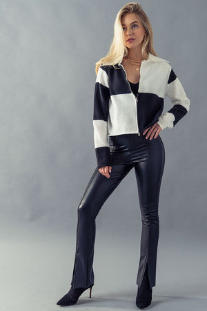 Chessboard Zip Up Cropped Jacket