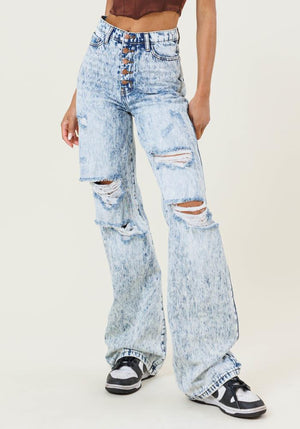 90's Acid Wash Nonstop Wide Jeans