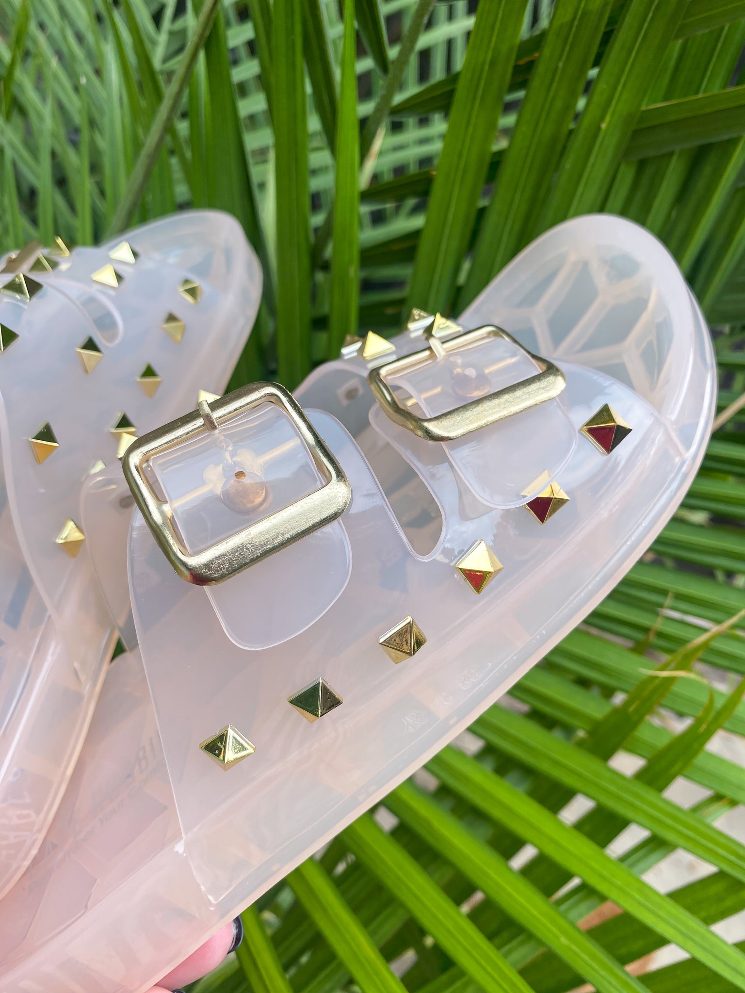 Nude Two Strap Jelly Slide