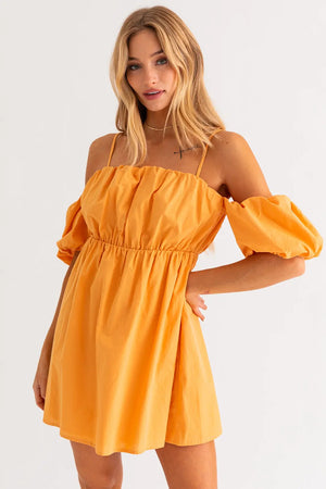 Mango Flared Sleeves Dress in Yellow