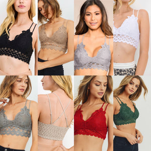 Lace Double Spaghetti Strap Scallop Lace Bralette – Southern Fried Glam