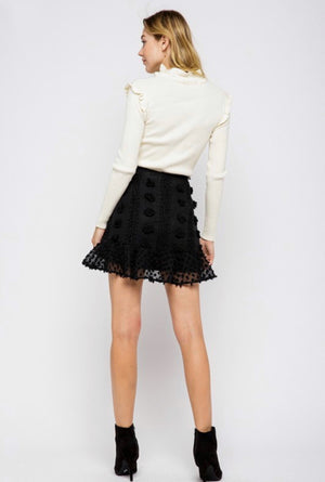 Black Pom Floral Finesse Skirt