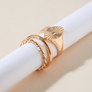 Gold Set of 3 Marquise Signet Rings