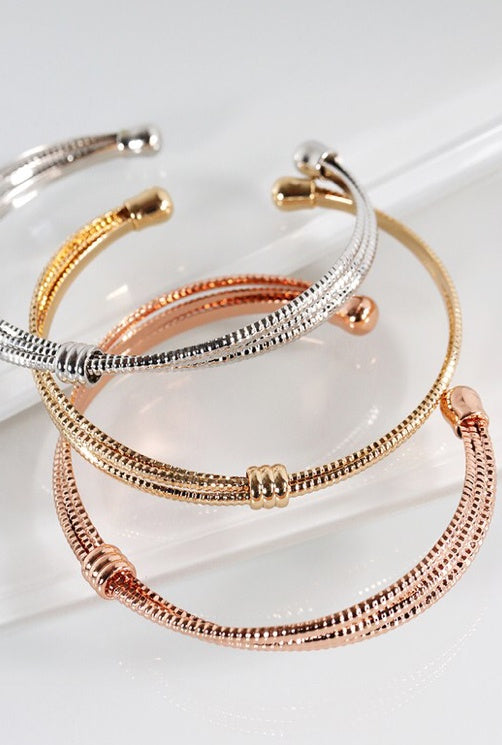 Textured Twisted Brass Cuff Bracelet