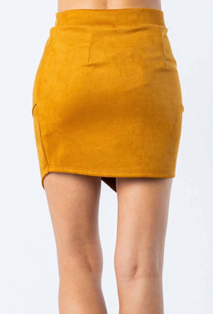 Mustard Faux Suede Mini Skirt