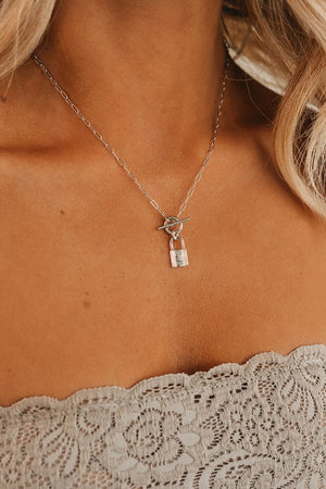Lock It Down Silver Charm Necklace