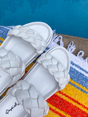 White Braided Slide Sandals