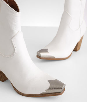 White Dakota Western Ankle Boot