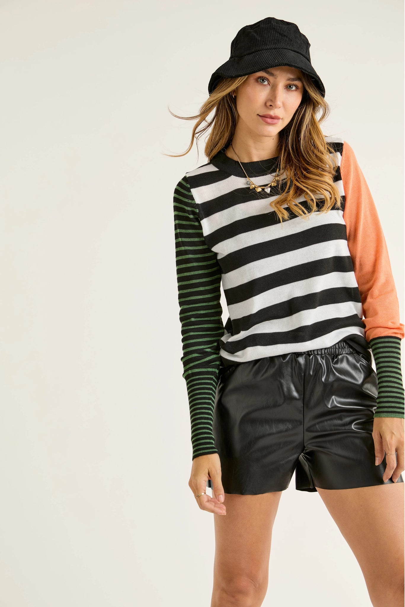 Stripe Round Neck Sweater Top