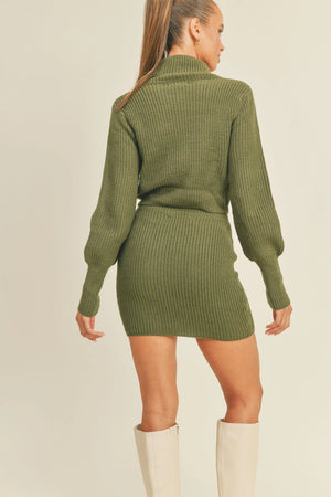 Turtle Neck Crop Top & Mini Skirt Set