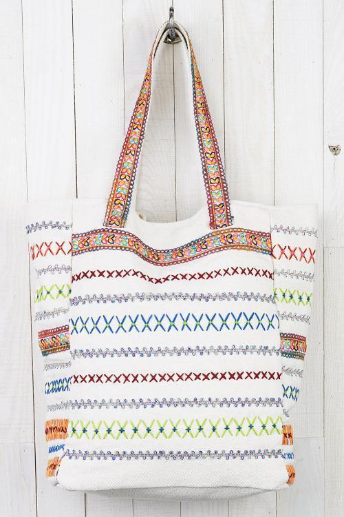 Boho Embroidered Tote Bag