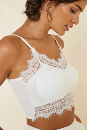 Ribbed Lace Padded  Bralette