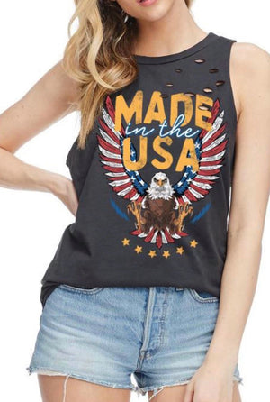 Distressed Made in USA Graphic Tank