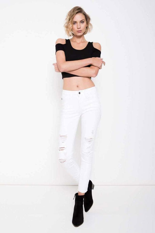 White Distressed KanCan Skinny Jeans