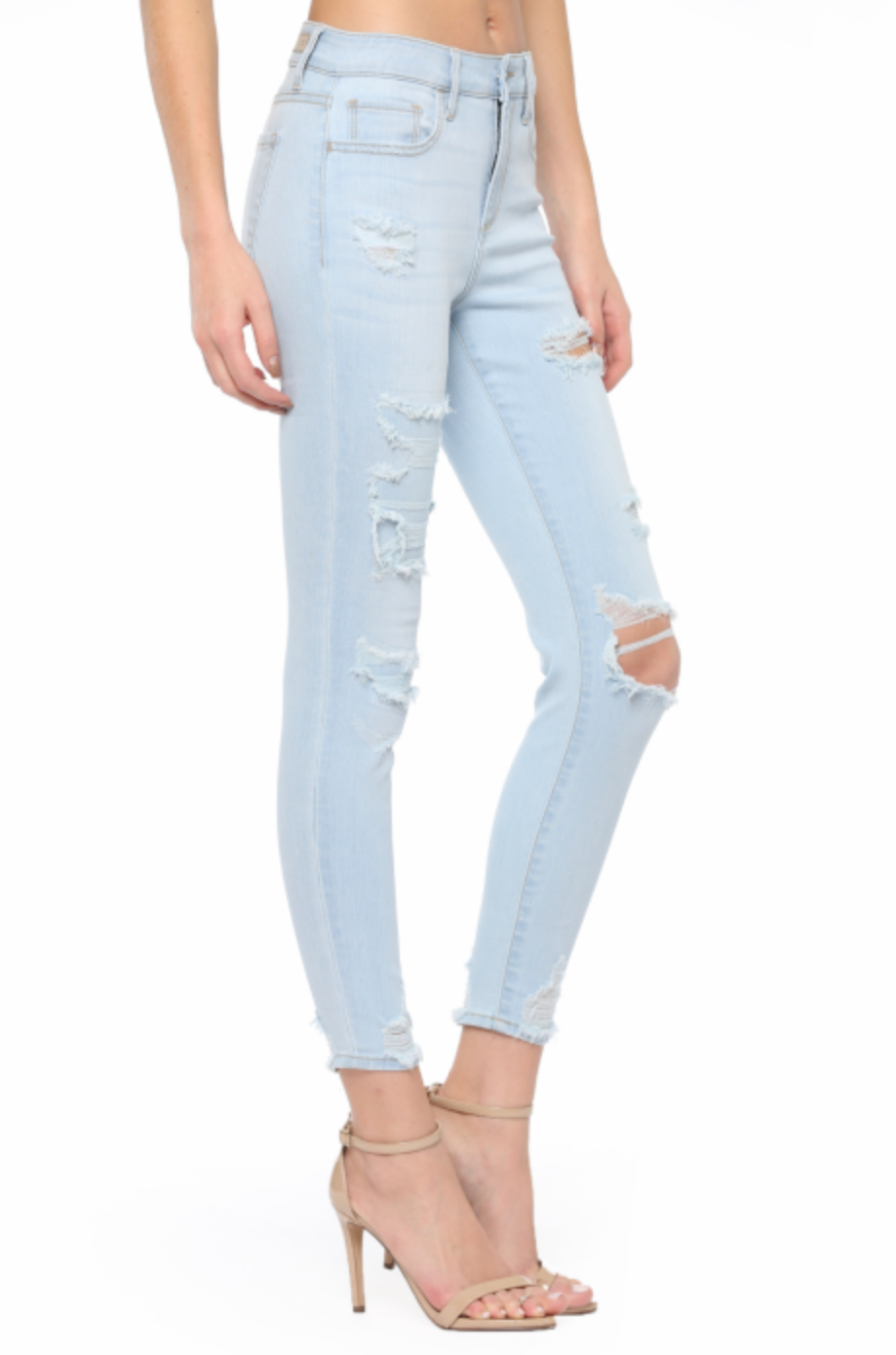 Cello Mid Rise Distressed Crop Skinny