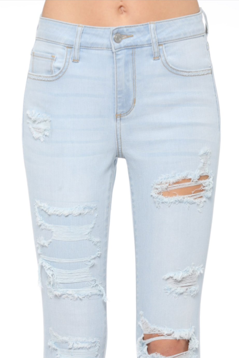 Cello Mid Rise Distressed Crop Skinny