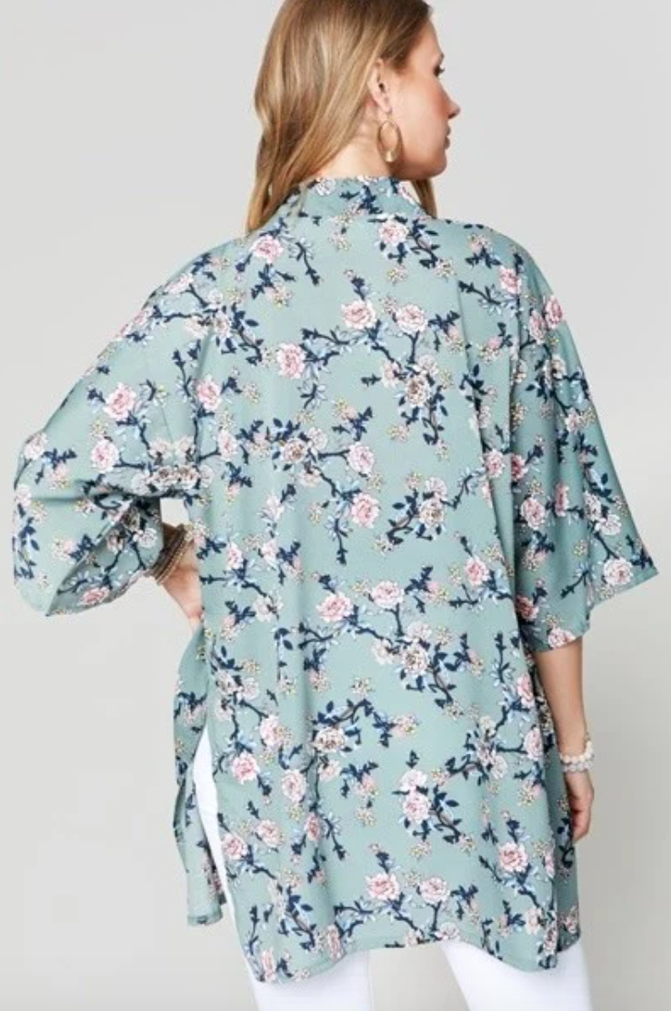 Floral Side Slit Kimono