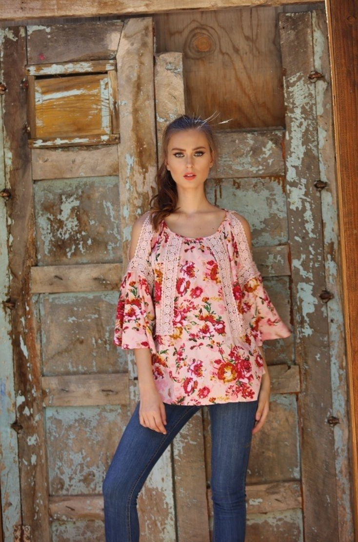 Cold shoulder crochet top sales