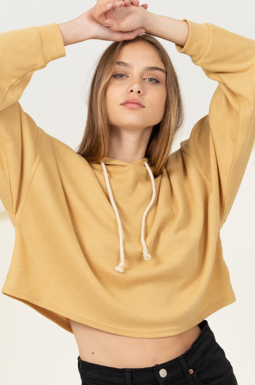 Honey Mustard Oversized Drawstring Hoodie