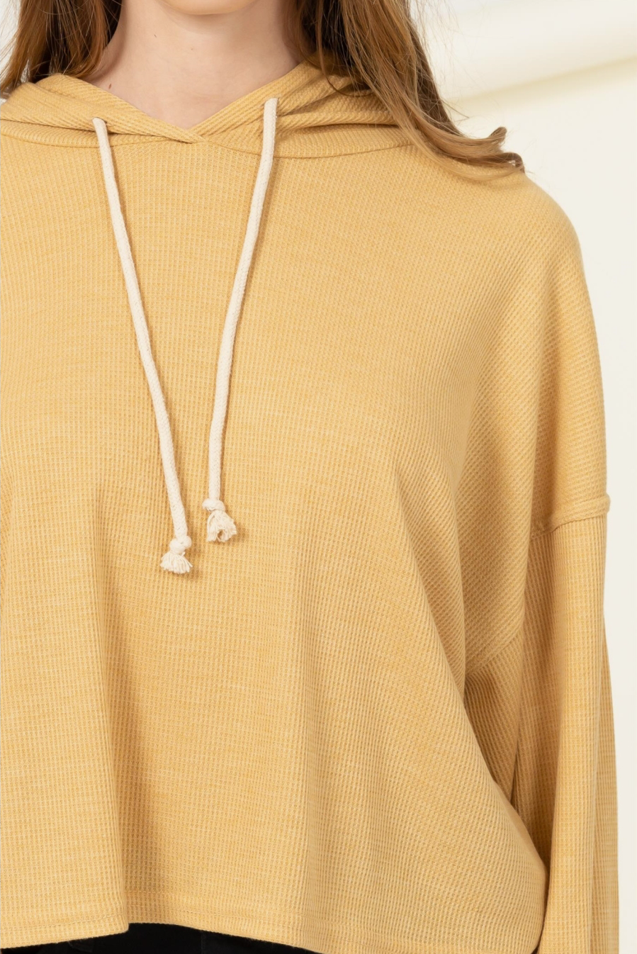 Honey Mustard Oversized Drawstring Hoodie