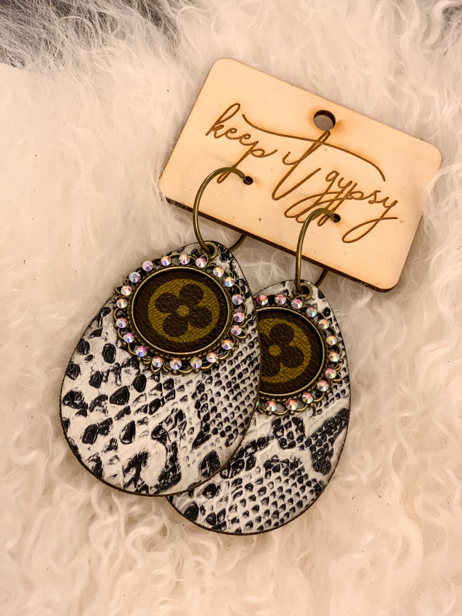 Snake Print Upcycled Lv Earrings – Southern Fried Glam