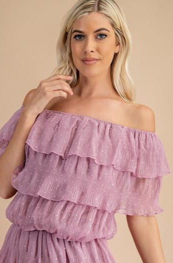 Lavender off best sale the shoulder top