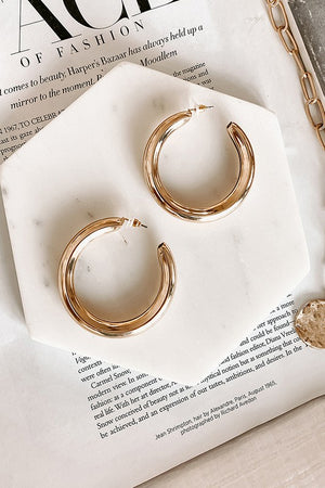Hollow Hoop Gold Earrings