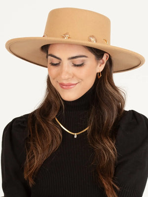 Camel Star Gazer Embellished Hat