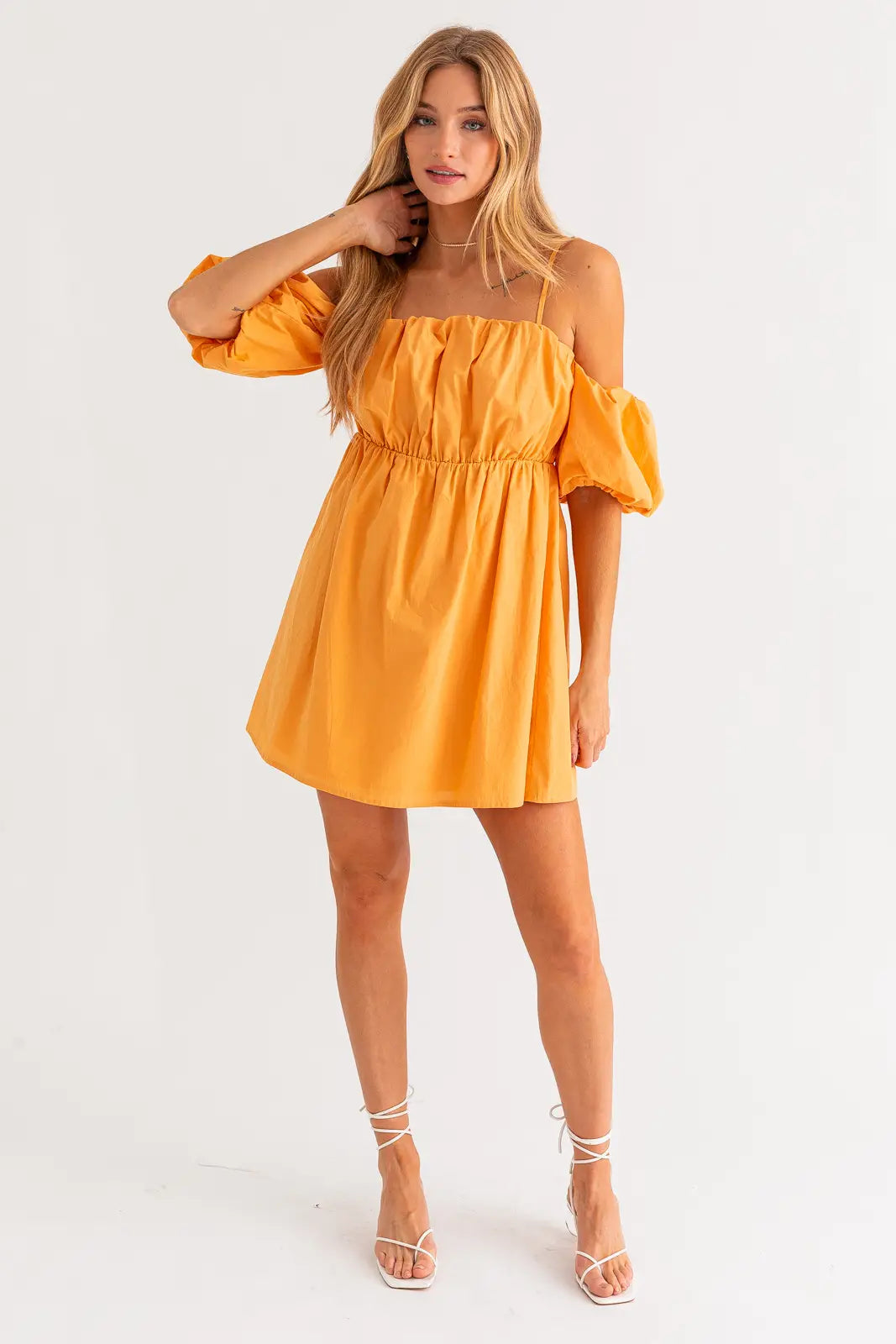 mango orange mini dress Mango Dramatic Sleeve Mini Dress