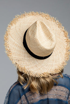 Raw Edge Raffia Beach Hat