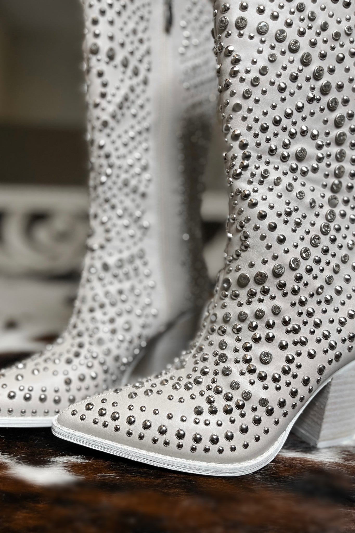 Light Grey Embellished Western Inspired Boot – Southern Fried Glam