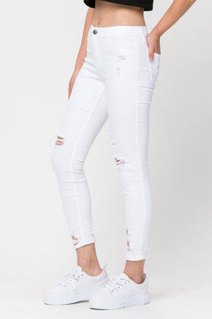 Cello White Distressed Cropped Jeans