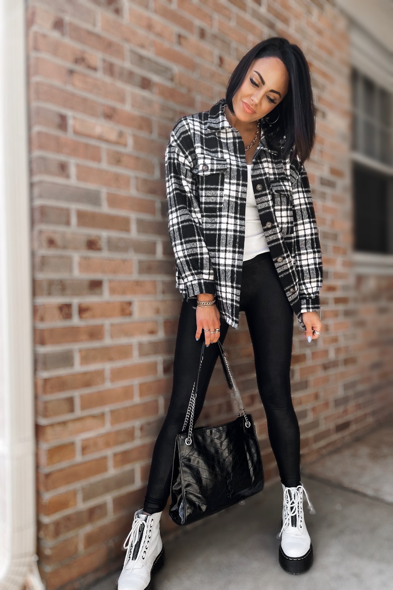 Black And White Relaxed Fit Shacket