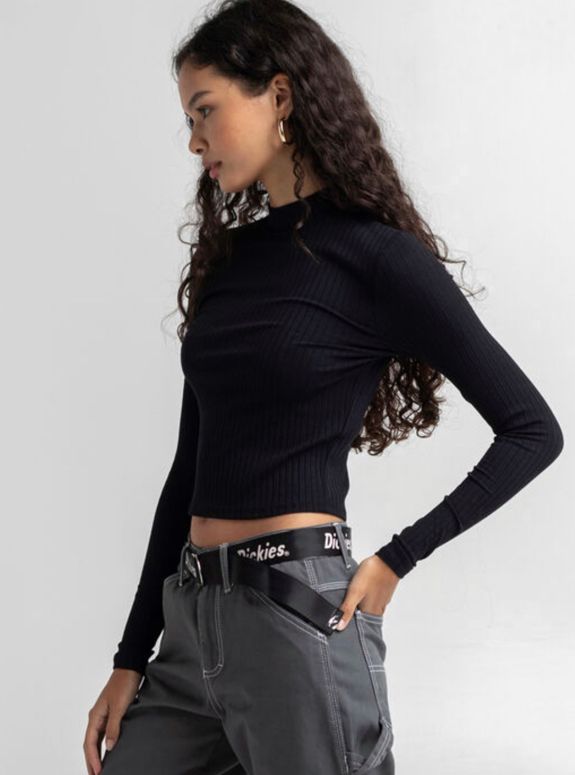 Ribbed Mock Neck Crop Top