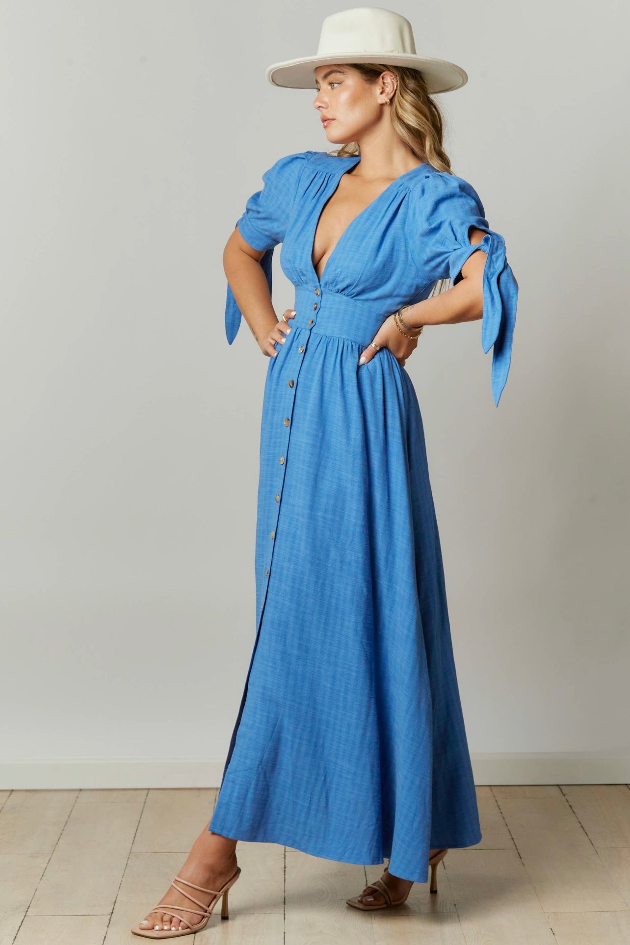 Blue Plunge Maxi Dress – Southern Fried Glam