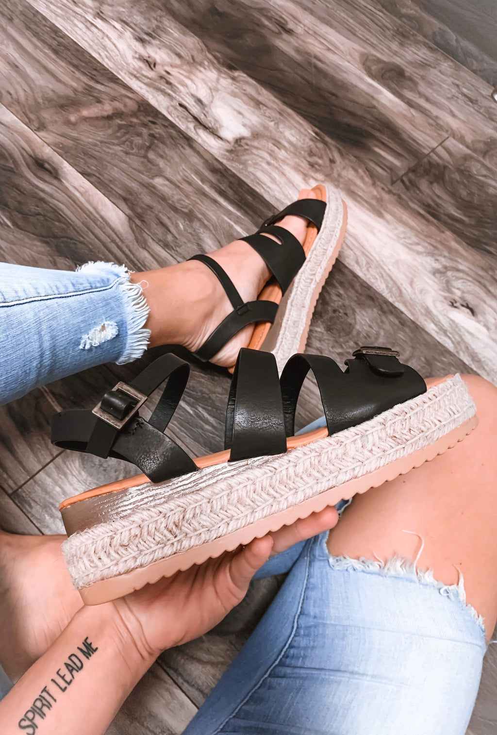 Kimmie Black Espadrille Sandals