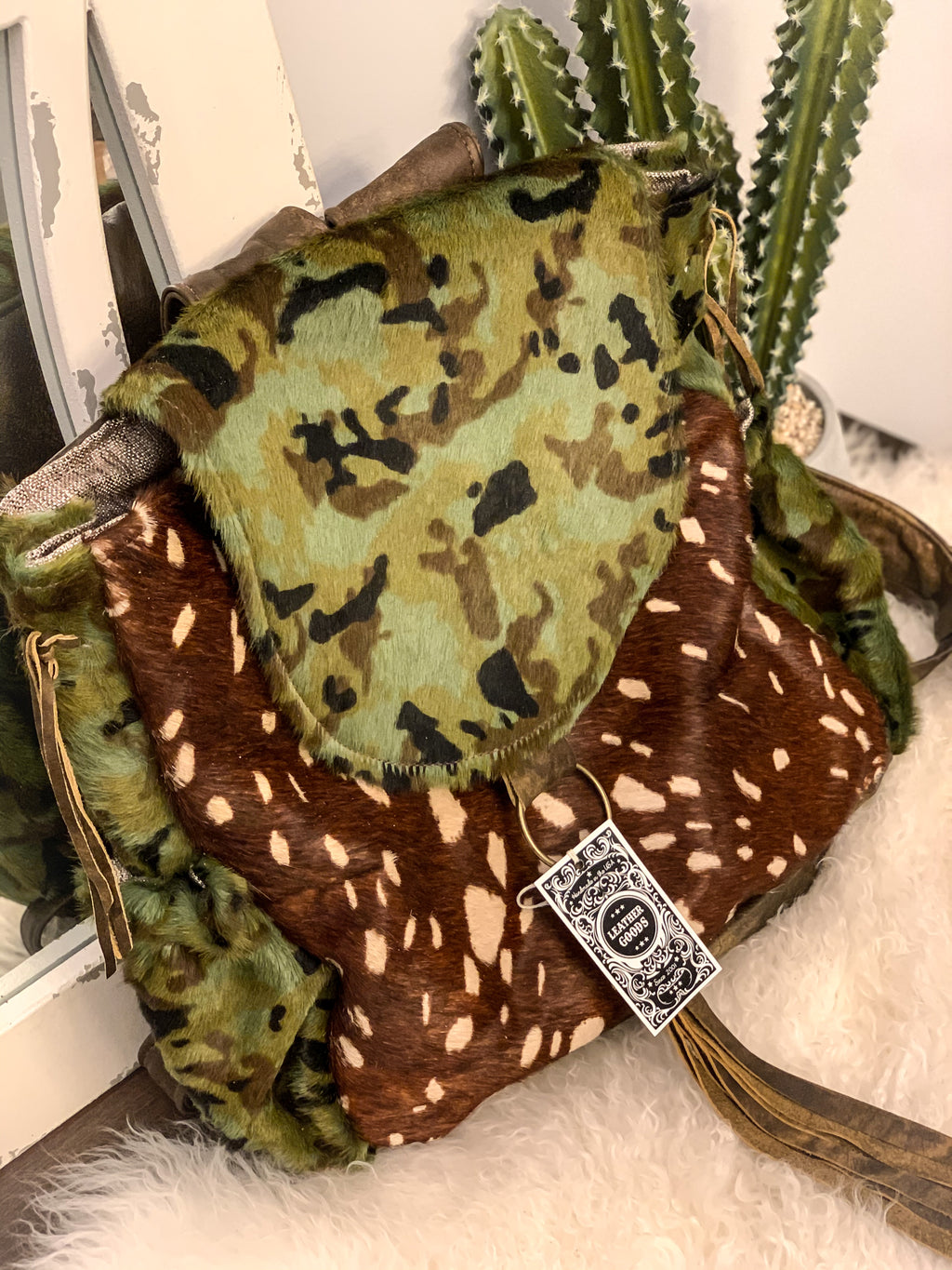 Leather Camo Cowhide Rosie Backpack