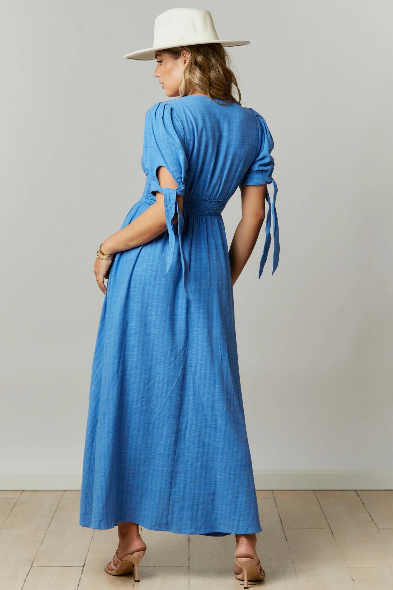 Blue Plunge Maxi Dress