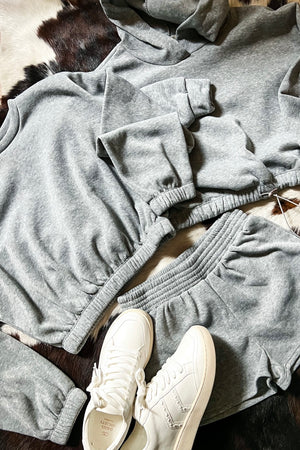 Heather Grey Cropped Fleece Pullover Top
