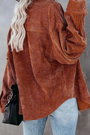 Rust Button Front Corduroy