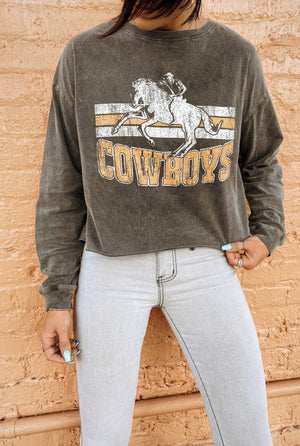 Vintage Cowboy Graphic Cropped Pullover